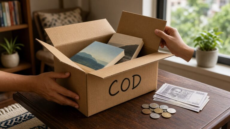 Opening a COD book parcel with cash ready in Sri Lanka