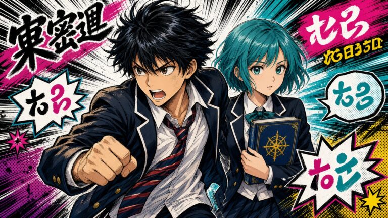 Original manga-style illustration of readers diving into comics